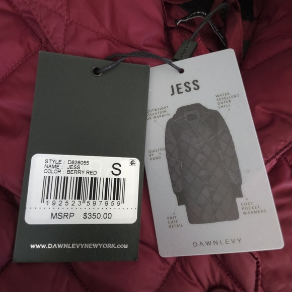 Dawn Levy Jess Diamond Quilted Water Resistant Packable Jacket S NWT Berry Red - Picture 14 of 16